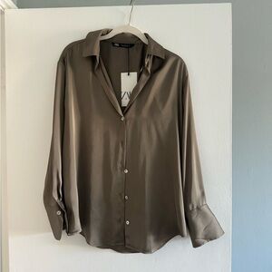 Zara basic satin shirt